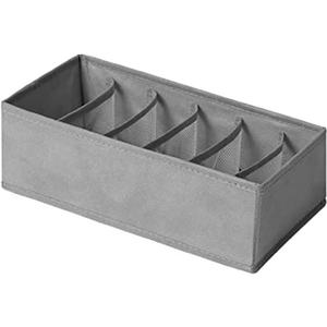 Organizer Box Underwear Organizer Breathable Foldable Fabric Storage Boxes Multi-compartment Sock Storage Box Large Capacity for Underwear Socks Bra, 6Grid