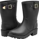 Women's Short Rain Boots Waterproof Slip On Ankle Chelsea Booties (9)
