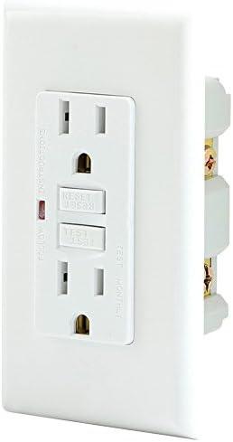 GE 15A GFCI Receptacle, Non-Tamper Resistant, UL Listed, 120V, Self-Test, LED Indicator, NEC Compliant White, Wall Plate Not Included, 32073
