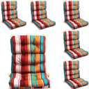 6 Pack High Back Outdoor Chair Cushions Bulk Waterproof Indoor Outdoor Chair Cushion Seat and Back Rocking Chair Cushion Thickened Patio Chair Pad for Indoor and Outdoor (Colorful Strip)