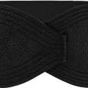 WHIPPY Women Wide Elastic Belt Ladies Stretch Dress Belt Fashion Waistband with 8-shaped Interlock Leather Buckle (Black)
