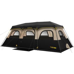 FanttikOutdoor Zeta C12 Pro Max Instant Cabin Tent 12 Person Camping Tent Setup in 90 Seconds with Rainfly & Windproof Portable with Carry Bag for Family Camping & Hiking, Upgraded Ventilation, Khaki