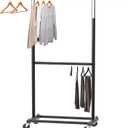 Simple Houseware Double Rod Garment Rack, Black