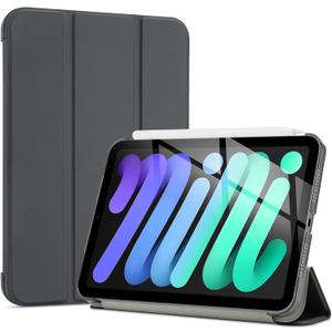 ProCase Smart Case for iPad Mini 7 A17 Pro 2024/iPad Mini 6 2021 8.3 Inch iPad Mini 7th/6th Gen, Hard Back Cover for iPad Mini 8.3" 7th Gen A2995/A2996/A2993/6th Gen A2567 A2568 A2569 -Grey
