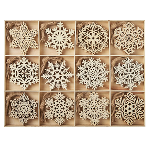 60pcs Christmas Wooden Snowflake Hanging Ornaments Snowflakes Christmas Ornaments for Holidays, Christmas Tree Decoration, Christmas Party Holiday Decor