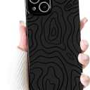 NITITOP Compatible with iPhone 14 Plus Case Cute Spiral Ripples Pattern for Women Girls Men Trendy Slim Fit TPU Bumper Silicone Shockproof Full Camera Protection Cover - Black