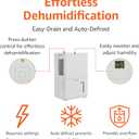 Amazon Basics 50-Pint Large Dehumidifier with Pump, New Energy Star Certified, Humidity Control, Auto-Defrost, Timer, Overflow Protection for Rooms up to 4000 SFT, White