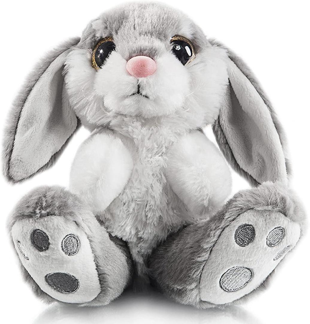 My OLi Bunny Stuffed Animal 8.5in Plush Rabbit Stuffed Bunny with Floppy Ear Bedtime Friend Soft Toy Gifts for Girls Boys Kids, Gray (Grey)
