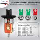 Door Lock Cylinders & Ignition Switch with Keys | Replacement for 2001-2007 Ford F150/250/350, Explorer & Lincoln Blackwood | Replace#: LC6177 + DL5885 + 322347 + 597638(No chip)