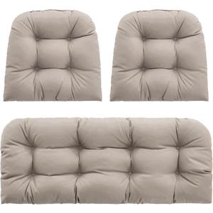 Outdoor Wicker Chair Cushions Set of 3, Waterproof Wicker Cushion for Patio Furniture, 1 Loveseat Cushion 44224 inch and 2 U-Shaped Cushion 22224 inch, Beige