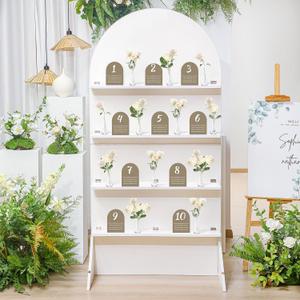 LOYIM 5.9 ft Wooden Arch Party Display 4 Tier Champagne Wall Foldable Treat Wall Display Backdrop Wedding Drink Shelves for Wedding Birthday Event Party Decor