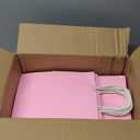 Toovip 100 Pack 8x4.75x10 Inch Medium Light Pink Kraft Paper Bags with Handles Bulk, Gift Wrap Bags for Favors Grocery Retail Party Birthday Shopping Business Goody Craft Merchandise Take Out Sacks