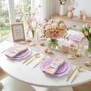 WDF 175Pcs Purple Plates Disposable - Lavender Plastic Plates 25guest Plastic Dinnerware Ideal for Birthday Party/Wedding/Spring/Picnic/Mother's Day/First Communion