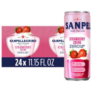 Sanpellegrino Soda Italiana Strawberry Crema Italian Sparkling Drink, 0g Added Sugar, Real Fruit Juice, Italian Soda Sparkling Beverage, 24-Pack, BBD 07-2027