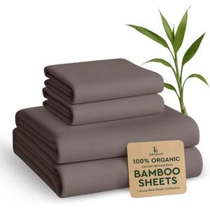 BAMPURE Luxury Series Queen Sheet Set - 100% Pure Viscose Bamboo Sheets - Super Soft, Cooling for Hot Sleepers - Deep Pocket (S Grey)