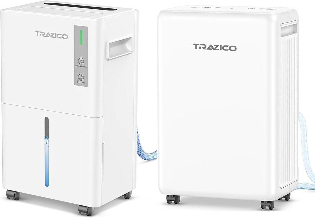 1500 Sq.ft*1 and 2000 Sq.ft *1 Dehumidifie for Basement, Trazico Dehumidifiers for Home Large Room with Drain Hose, Smart Humidity Control, 3 Modes, 24H Timer, Ideal for Bedrooms, Bathroom