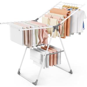 Sakugi Clothes Drying Rack, 55.5" Adjustable Wings, Foldable Design, Large