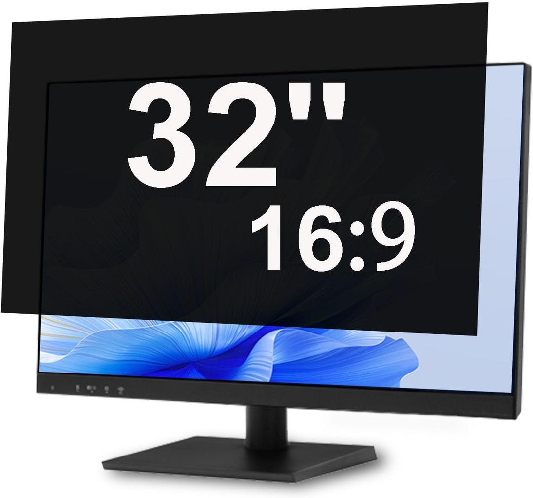 32 Inch Privacy Screen for Computer Curved Monitor Blue Light Screen Protector Anti Glare Anti-Scratch Monitor Privacy Shield Screen 32 Inch 16:9 Aspect Ratio