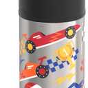 THERMOS FUNTAINER Water Bottle with Straw - 12 Ounce, Hot Rods - Kids Stainless Steel Vacuum Insulated Water Bottle with Lid