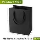 Black Gift Bags With Handles, 8x5x10 Inch Sturdy Kraft Paper Gift Bags, Bulk for Wedding, Party, Birthday, Business and Shopping (Black-M-24-pcs)