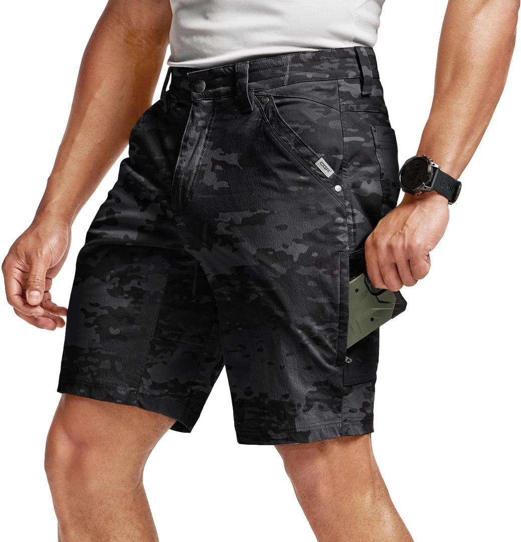 CQR Men's Stretch Utility Shorts, Lightweight Quick Dry Casual Shorts, Hiking Golf Cargo Shorts with Zipper Pockets, 36W