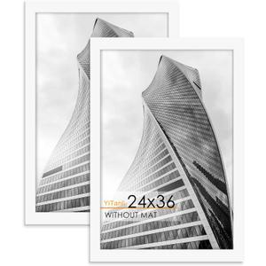 24x36 Poster Frame 2 Pack, White Poster Frame 24 x 36 inches for Pictures and Art Prints, 36x24 Picture Frame Horizontal or Vertical Wall Mounting