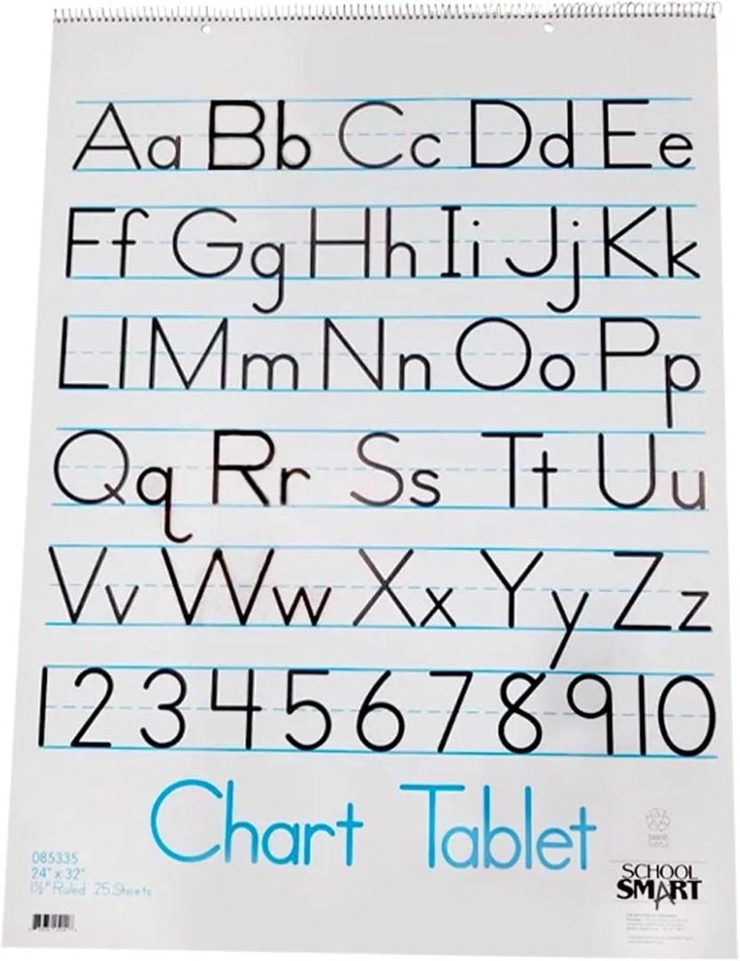School Smart Chart Paper Pad, 32 x 24 Inches, 1-1/2 Inch Rule, 25 Sheets