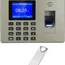 MIKONIYA Time Clock,Attendance Machine with Fingerprint,Time Clocks for Employees Small Business,Password Punching in One,2.4 inch TFT Color Screen,with 16G U-Disk (Golden)