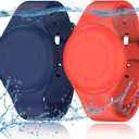 R-fun Waterproof for Air Tag Bracelets [2 Pack] Compatible with Apple Air Tag Finders with Soft Silicone,Anti Lost GPS Item Finders Case Cover,Night Blue/Red