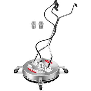 20" Pressure Washer Surface Cleaner with 4 Wheels&Dual Handles, 4500PSI Stainless Steel Surface Cleaner Attachment for Pressure Washer for Concrete Driveway Sidewalk Deck Patio, Commercial Grade