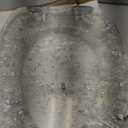 Elongated Resin Toilet Seat Glitter Silver, Slow Quiet-Close Lid and Seat, Heavy Duty Toilet Seats for Standard Toilet, Easy Installation & Cleaning (19Inch, Silver Foil, Upgraded hinges)