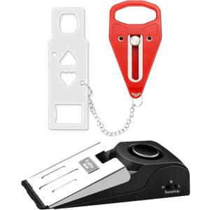 Portable Door Lock & Door Stop Alarm Set, Dual Protection for Privacy and Safety in Home Door Lock Kit, Door Alarm with 120dB Siren for Travel, Hotel, Apartment, College, Home