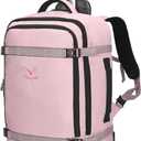 Hynes Eagle Rolling Backpack 42L Backpack with Wheels Airline Approved Carry on Luggage Laptop Travel Suitcase Bag for Women Men Light Pink
