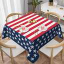 aportt 4th of July Square Tablecloth 52×52 Inch Patriotic Table Cloth Red White and Blue Small Square Tablecloths Indoor Outdoor Washable Wrinkle Free Stain Resistant Waterproof Fabric Table Cover