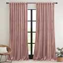 RYB HOME Girls Curtains for Bedroom, Back Tab Room Darkening Baby Kids Velvet Curtains 90 inches Long for Nursery, W 52 x L 90, 2 Panels Set (Dusty Pink)
