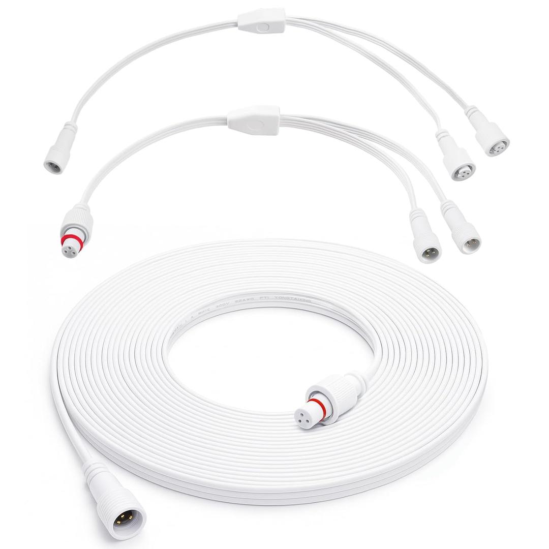 MorningRo 32 ft Extension Cable Kit Compatible with Govee Permanent Outdoor Lighting Extension Cable Compatible with Govee H705a H705b H705c H706a H706b H706c, Ip68 Waterproof Rating(White)