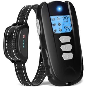 Dog Shock Collar with Remote Control – Shock Collar for Dogs 10–120 lbs, 2000FT Long Range IPX7 Waterproof Rechargeable Dog Training Collar with 4 Safe Modes Beep Vibration Shock & Flashlight Clear