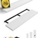 BAYKA Floating Shelves for Wall, 36 inches Long Wall Mounted Rustic Wood Shelves for Bathroom, Bedroom, Living Room, Kitchen, Office, Hanging Shelf for Books/Storage/Decor(White,Set of 2) (C. White - Modern Minimalist Style)