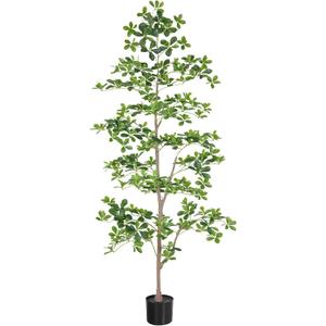 7ft Artificial Black Olive Tree, Faux Plants Indoor, Fake Black Olive Trees for Home Decor, Large Tall Tree - Indoor Decorative Plant & Potted Tree, 7 ft Faux Olive Tree for Home Office Decor (Green)