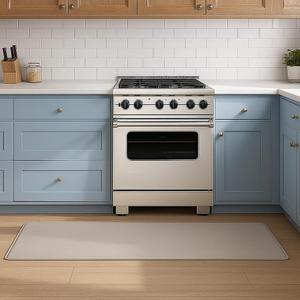 Kitchen Mats for Floor Kitchen Rugs, Cushioned Anti-Fatigue Waterproof Non-Slip Kitchen Mats Set, Ergonomic Comfort Standing Mat for Kitchen, Floor, Home, Office, Beige 17.3"x59"