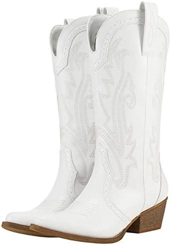 HISEA Rollda Cowboy Boots for Women Cowgirl Boots Ladies Western Embroidery Pointy Toe Size 8.5