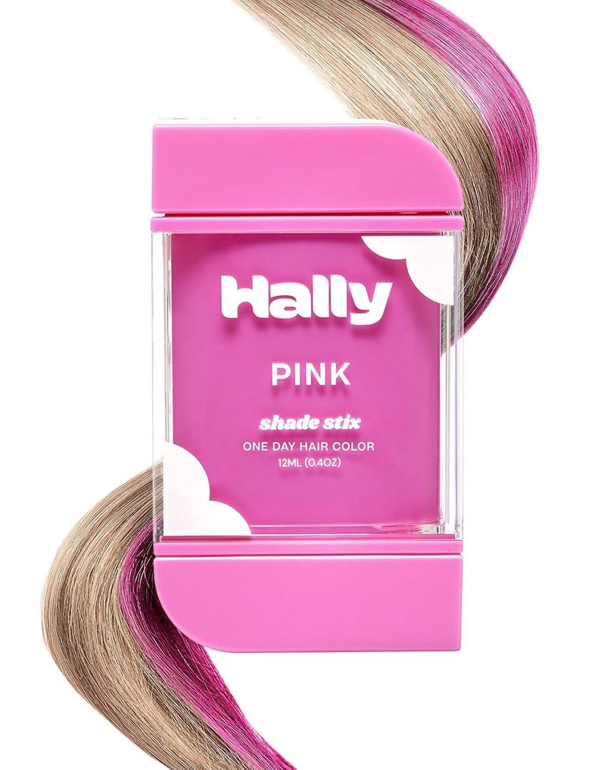 Hally Hair Temporary Hair Color, Shade Stix (Pink) - Hair Makeup Accessories for Kids, Teens & Adults - 12 ml Washable Hair Chalk & Dye for Festivals, Sporting Events & Parties