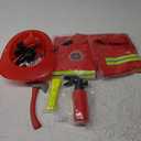 Firefighter Costume for Kids, Fireman Costume with Firefighter Tools, Fire Extinguisher, Helmet Light, Right Angle Flashlight, Kids Dress Up Clothes, Pretend Play Toys Gifts for Boys Age 4+