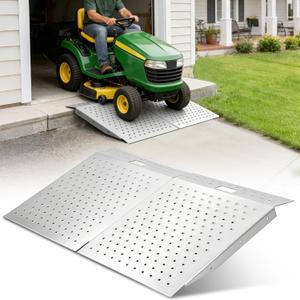29" x 24" Shed Ramp, Heavy-Duty Shed Ramp for Riding Mower, Anti-Slip Punch Plate for Lawn Care, ATV, Motorcycles, Garages & Barns, 1500 Lb Capacity