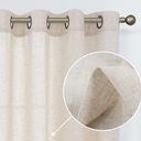 Linen Blended Crude Curtains Light Filtering Semi Sheer Curtains 2 Panels for Living Room Bedroom Grommet Drapes 50" x 100"
