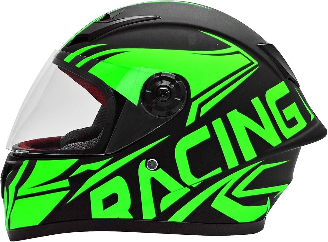Fashion Kids Motorcycle Helmets Teen Motor-Bike Scooter Biker BMX Four Wheelers Full Face Helmets Boys Girls DOT Approved (Large, Green)