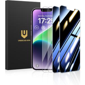 UNBREAKcable 4PCS Screen Protector for iPhone 14-2 Privacy Tempered Glass+2 Clear Glass Double Shatterproof [Easy Installation Frame] [9H Hardness] [Case Friendly] Anti-Scratch for iPhone 6.1 inch