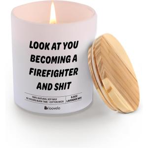Look At You Becoming A Firefighter and Shit Firefighters Gifts Firemen Firewomen Appreciation Gift Scented Candle Home Office Jar Candles Lavender Sage Soy Wax Candles 9.5 oz