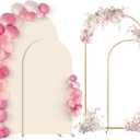 SuuWoee Arch Backdrop Stand Set of 2 With Beige Cover (7.2FT+6FT),Gold Metal Wedding Arch Balloon Stand With Cover for Birthday Party Baby Shower Graduation Ceremony Decoration