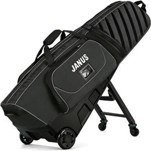 JANUS Golf Travel Bag with Wheels for Airlines, 360 Spinner Golf Travel Case with Collapsible Support Legs System, Reinforced Hard Base Golf Club Travel Bag, Airline-Ready Golf Travel Cover, One Size